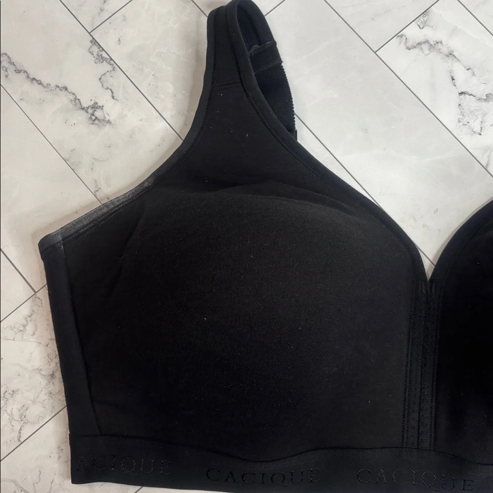 NWOT Cacique Lane Bryant Womens T-Shirt Bra Black Lightly Lined NO WIRE 42DDD